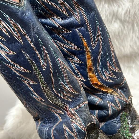 VINTAGE DAN POST  RAINBOW  PYTHON SNAKESKIN EXOTIC RARE WESTERN BOOT 6.5 M - Picture 15 of 16